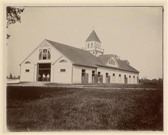 (HORSES) Album with 49 photographs depicting a sprawling American horse farm.